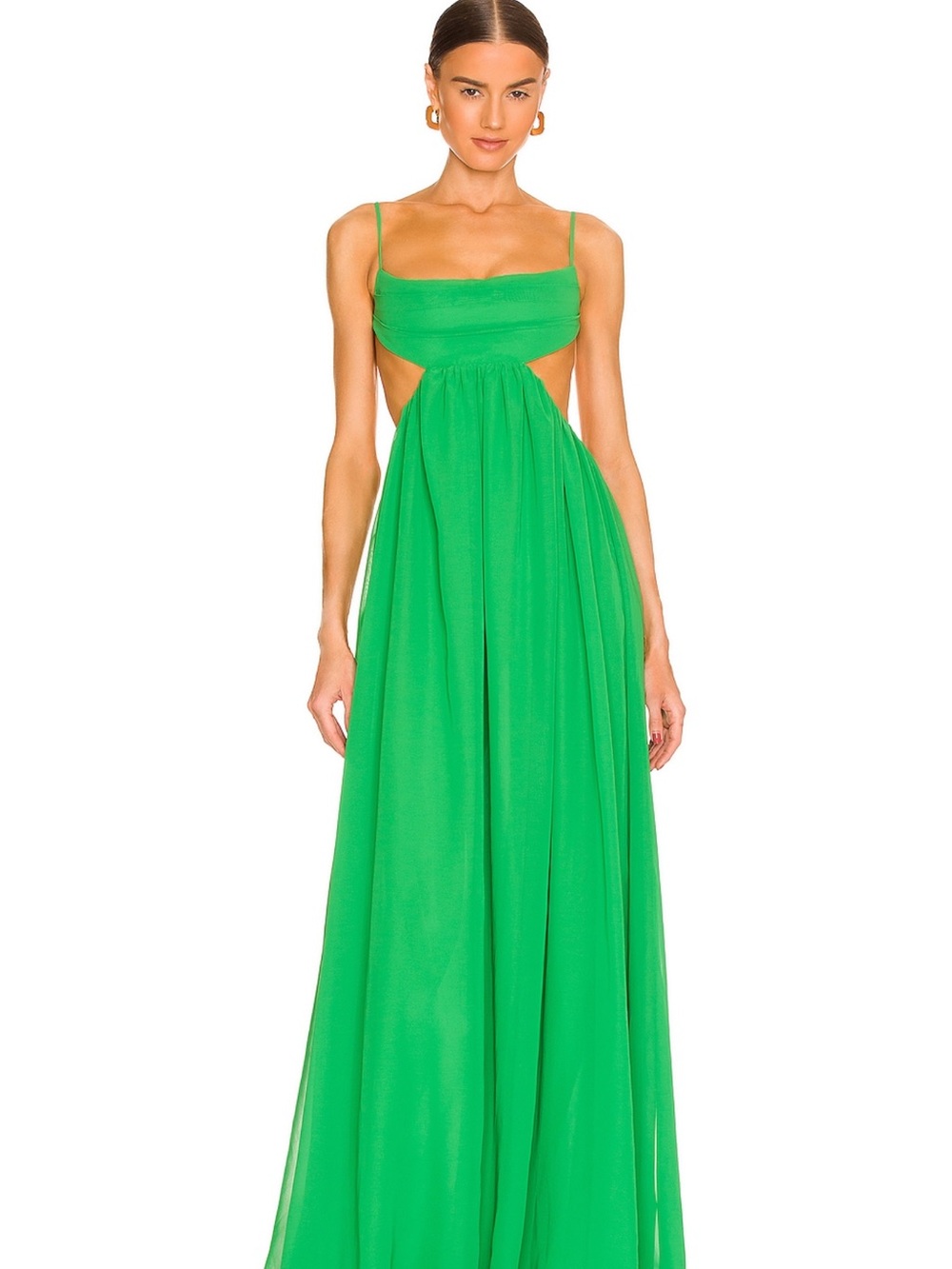 Cutout Spaghetti-Strap Maxi Dress in Vibrant Green